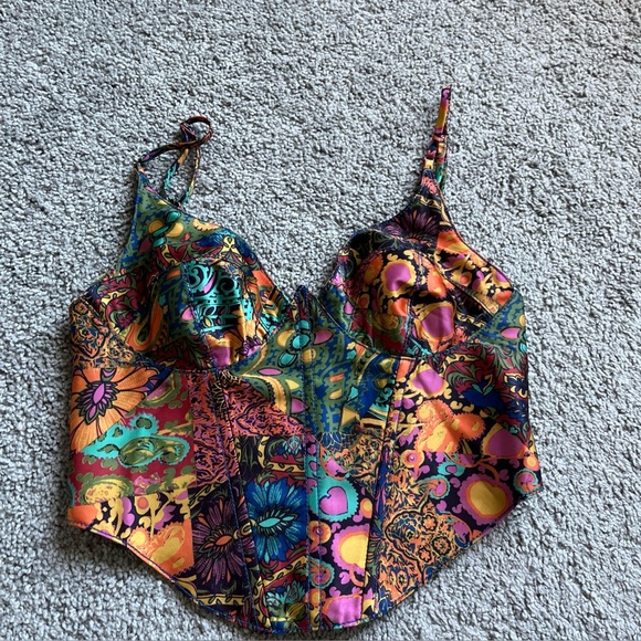 Urban Outfitters Tops - Urban Outfitters Colorful Corset Bustier Crop Top Size S